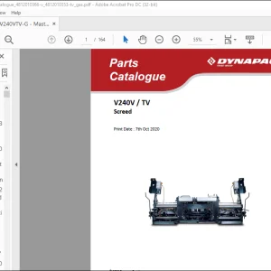 Dynapac Screed V240V TV Spare parts Catalogue Manual  - PDF DOWNLOAD