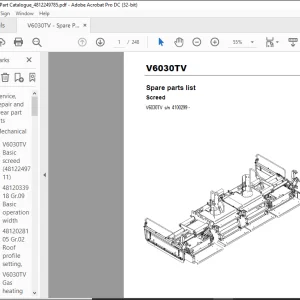 Dynapac Screed V6030TV Spare parts list Manual 4100299 -  PDF DOWNLOAD
