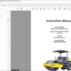 Dynapac Single Drum Vibratory Roller CA150 Operating & Maintenance Manual 4812316026 - PDF DOWNLOAD