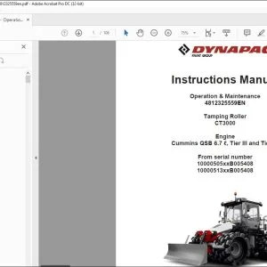 Dynapac Tamping Roller CT3000 Operation & Maintenance Manual 812325559 - PDF DOWNLOAD
