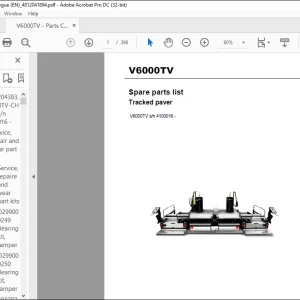 Dynapac Tracked paver V6000TV Spare parts list Manual 4812041894  - PDF DOWNLOAD
