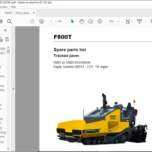 Dynapac Tracked paverF800T Spare parts list Manual SN10002127L0C003440 - PDF DOWNLOAD