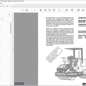 Dynapac Vibration Roller CC211 CC221 Operation Manual - PDF DOWNLOAD