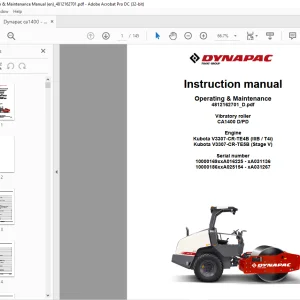 Dynapac Vibratory roller CA1400 D PD Operating & Maintenance Instruction Manual 4812162701 - PDF DOWNLOAD