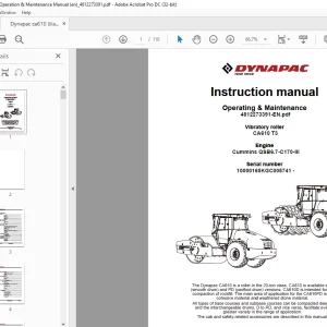 Dynapac Vibratory roller CA610 T3 Operating & Maintenance Instruction Manual 4812273391 - PDF DOWNLOAD