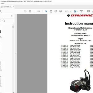 Dynapac Vibratory roller CC1100C VI - CC1400C VI Operating & Maintenance Instruction Manual 4812164601_B - PDF DOWNLOAD