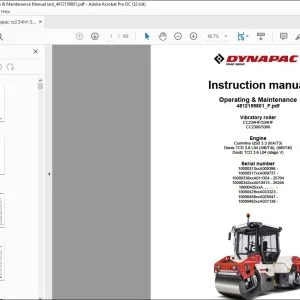 Dynapac Vibratory roller CC234HF 334HF CC2300 3300 Operating & Maintenance Instruction Manual 4812159801_F - PDF DOWNLOAD
