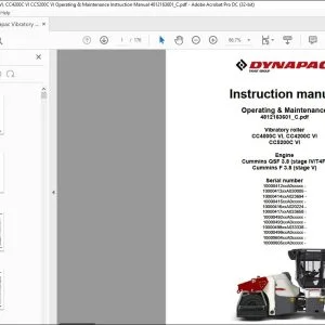 Dynapac Vibratory roller CC4000C VI, CC4200C VI CC5200C VI Operating & Maintenance Instruction Manual 4812163601_C - PDF DOWNLOAD