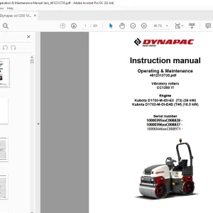 Dynapac Vibratory rollers CC1200 VI Operating & Maintenance Instruction Manual 4812313735 - PDF DOWNLOAD