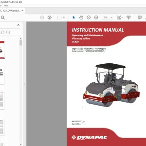 Dynapac Vibratory rollers CC425 Engine KOEL-4R1190NA1 CEV Stage IV Operating & Maintenance Manual 4812332527 - PDF DOWNLOAD