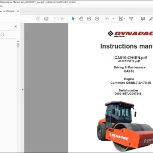 Dynapac lCA510-CN1EN CA510 Driving & Maintenance Instruction Manual 4812313017 - PDF DOWNLOAD