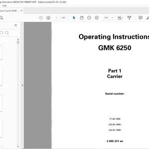 GROVE Crane GMK 6250 Operating Instructions Manual Part 1 Carrier 2085241 - PDF DOWNLOAD
