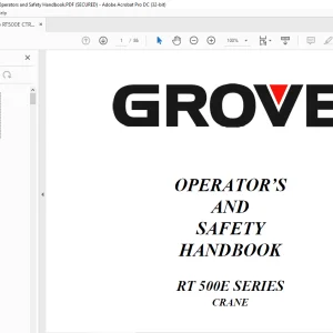 GROVE Crane RT 500E SERIES OPERATOR’S AND SAFETY HANDBOOK MANUAL 6-828-100166  - PDF DOWNLOAD