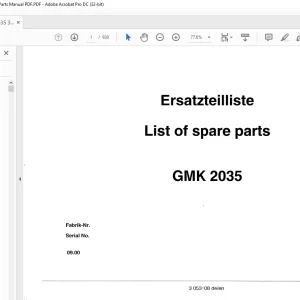 Grove Crane GMK 2035 Spare Parts Manual - PDF DOWNLOAD