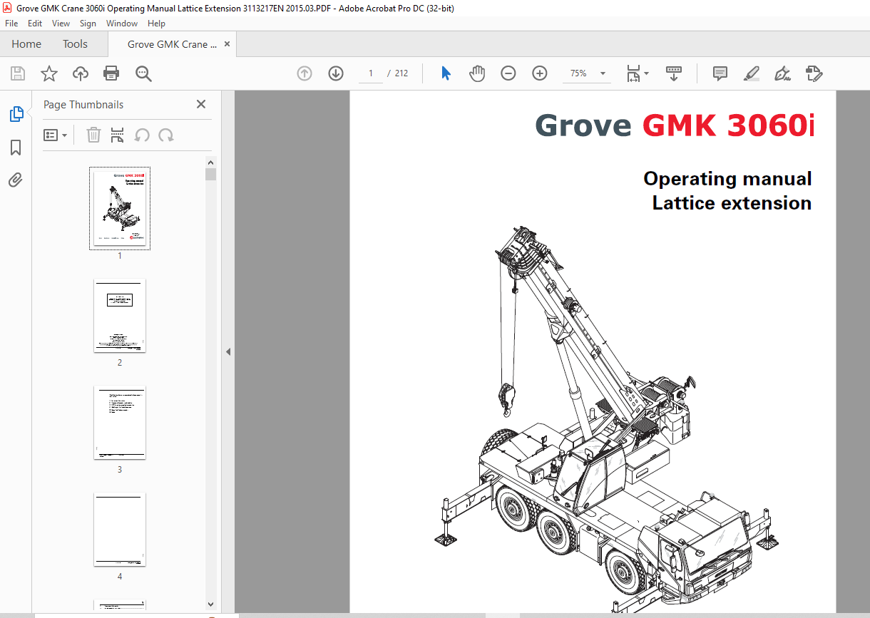 Grove Crane Manitowoc GMK 3060i Lattice Extension Operating Manual ...