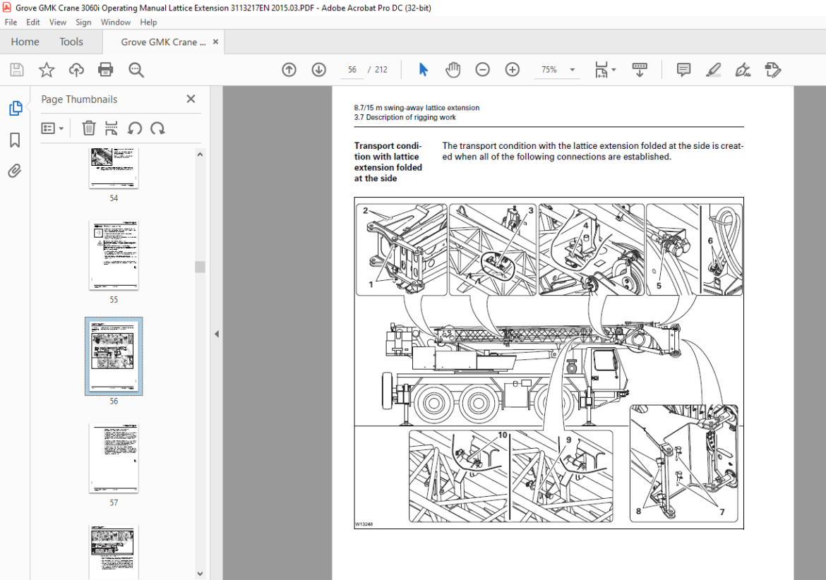 Grove Crane Manitowoc GMK 3060i Lattice Extension Operating Manual ...