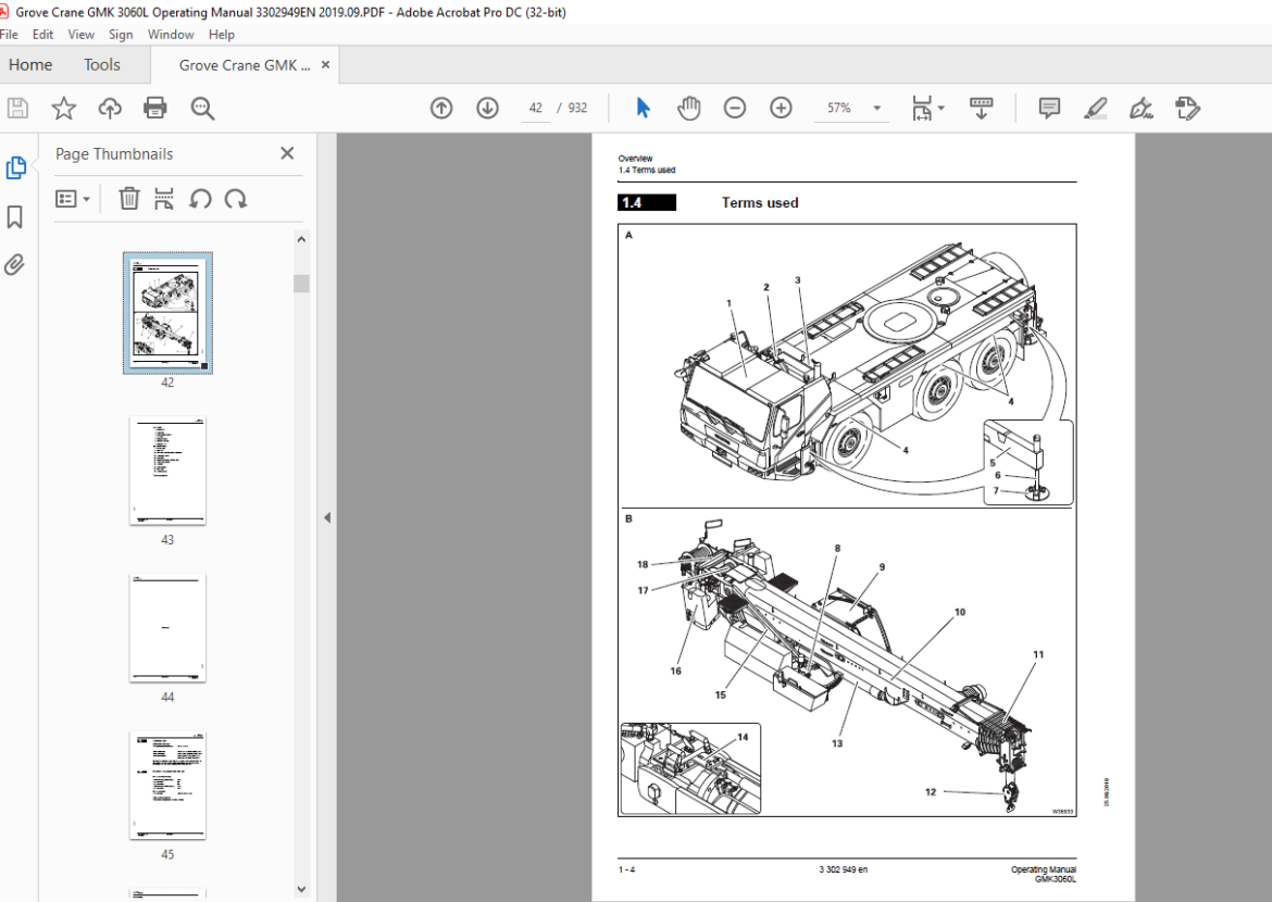 Grove Crane Manitowoc Gmk3060l Operating Manual 330294 - Pdf Download 