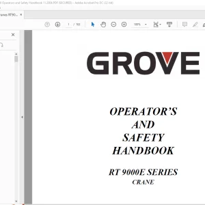 Grove Crane RT 9000E Series Operator's & Safety Handbook Manual 011-00 - PDF DOWNLOAD