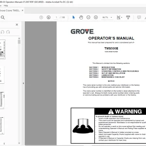 Grove Crane TMS500E Operator's Manual - PDF DOWNLOAD