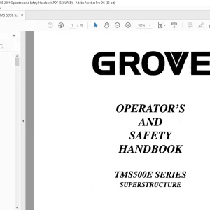 Grove Crane TMS500E Series Superstructure Operator's & Handbook Manual - PDF DOWNLOAD