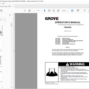 Grove Crane TMS800E Operator's Manual 030-04 - PDF DOWNLOAD
