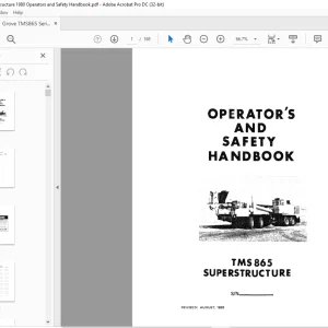 Grove Crane TMS865 Superstructure Operator's & Safety Handbook Manual - PDF DOWNLOAD