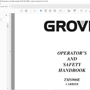Grove TMS900E Carrier Operator's & Safety Handbook Manual - PDF DOWNLOAD