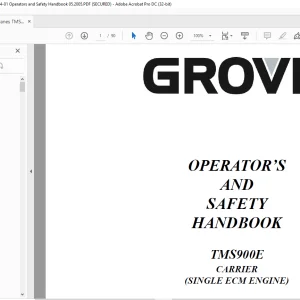 Grove TMS900E Carrier (Single ECM Engine) Operator's & Safety Handbook Manual - PDF DOWNLOAD