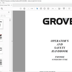 Grove TMS900E Superstructure Operator's & Safety Handbook Manual - PDF DOWNLOAD