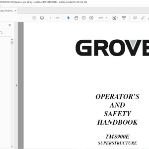 Grove TMS900E Superstructure Operator's & Safety Handbook Manual 6828100158 - PDF DOWNLOAD