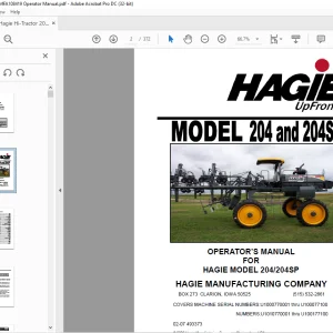 Hagie Hi-Tractor 204 & 204 SP Operator's Manual 493373 - PDF DOWNLOAD