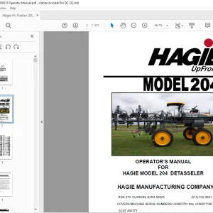 Hagie Hi-Tractor 204 Detasseler Operator's Manual 493373 - PDF DOWNLOAD