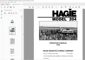 Hagie Hi-Tractor 204 Operator's Manual 493186 - PDF DOWNLOAD