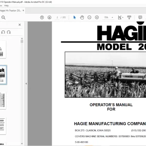 Hagie Hi-Tractor 204 Operator's Manual 493186 - PDF DOWNLOAD
