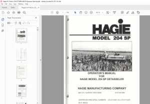 Hagie Hi-Tractor 204 SP DETASSELER Operator's Manual 493232 - PDF DOWNLOAD