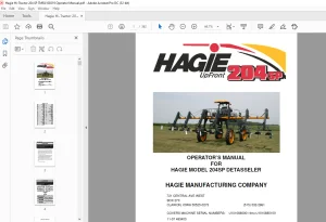 Hagie Hi-Tractor 204SP DETASSELER Operator's Manual 493403 - PDF DOWNLOAD