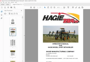 Hagie Hi-Tractor 204SP Detasseler Operator's Manual 493489 - PDF DOWNLOAD
