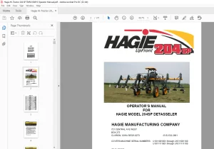 Hagie Hi-Tractor 204SP Detasseler Operator's Manual 493491 - PDF DOWNLOAD