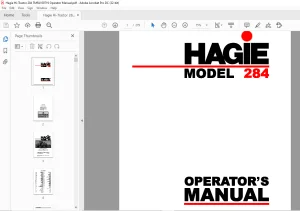 Hagie Hi-Tractor 284 Operator's Manual 493192 - PDF DOWNLOAD