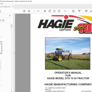Hagie Hi-Tractor DTS 10 Operator's Manual 493409 - PDF DOWNLOAD