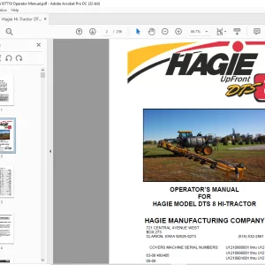 Hagie Hi-Tractor DTS 8 Operator's Manual 493405 - PDF DOWNLOAD