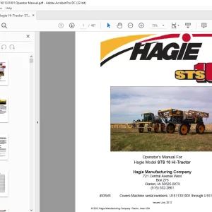 Hagie Hi-Tractor DTS 8 Sprayer Operator's Manual 493349 - PDF DOWNLOAD