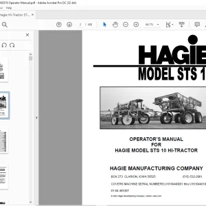 Hagie Hi-Tractor STS 10 Operator's Manual 493307 - PDF DOWNLOAD