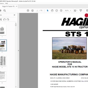 Hagie Hi-Tractor STS 10 Sprayer Operator's Manual 493385 - PDF DOWNLOAD