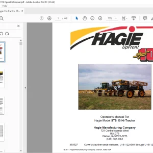 Hagie Hi-Tractor STS 10 Sprayer Operator's Manual 493527 - PDF DOWNLOAD