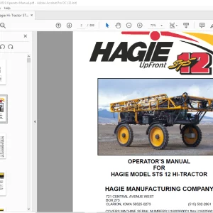Hagie Hi-Tractor STS 12 Sprayer Operator's Manual 493449 - PDF DOWNLOAD
