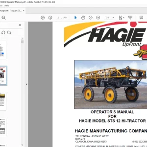 Hagie Hi-Tractor STS 12 Sprayer Operator's Manual 493505 - PDF DOWNLOAD
