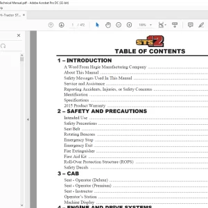 Hagie Hi-Tractor STS 12 Sprayer Technical Manual 493600 - PDF DOWNLOAD