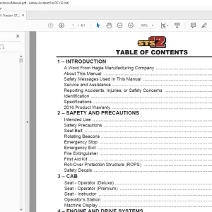 Hagie Hi-Tractor STS 12 Technical Manual 493630 - PDF DOWNLOAD