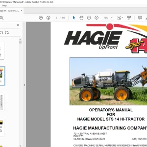Hagie Hi-Tractor STS 14 Operator's Manual 493421 - PDF DOWNLOAD